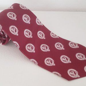 SALE Lanvin silk neck tie 1970s dark red with lions